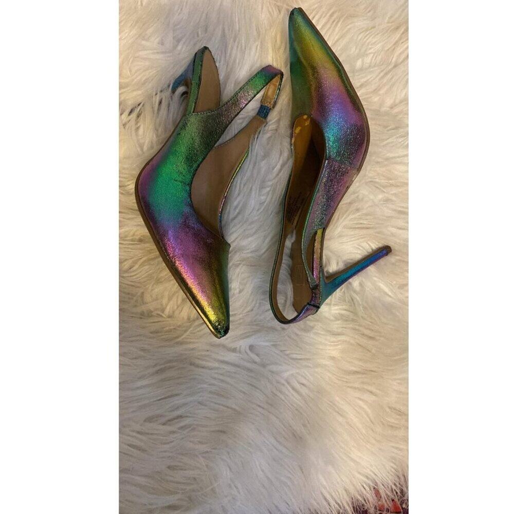 MATERIAL GIRL Darcie Slip-On Sandals with Iridescent Elastic Padding and Purple - Picture 2 of 9